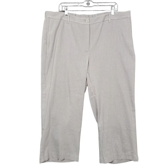 J JILL Gray 218714 Striped Linen Stretch Crop Trouser Career Dress Pants SIZE 22 - Picture 1 of 11